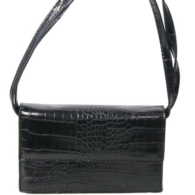 Black Pu Croc Crossbody Bag