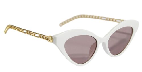 White Cat Eye Sunglasses with Gold Chain Arms