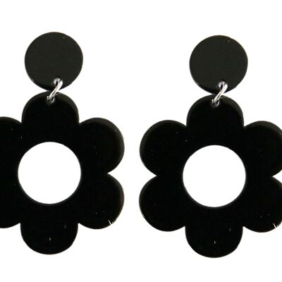 Schwarzes Gänseblümchen-Ohrring