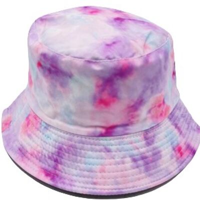 Cappello a secchiello lilla multi-tie-dye