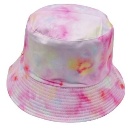 Sombrero de pescador rosa con efecto tie dye