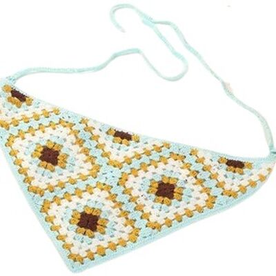 Light Blue Granny Squares Crochet Headband