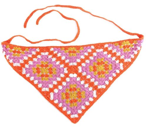 Orange and Pink Granny Squares Crochet Headband