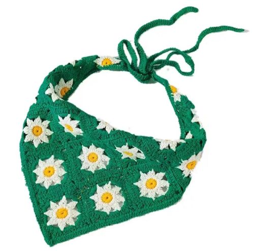 Emerald Daisy Crochet Headband