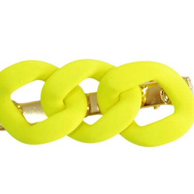 Pasador amarillo neón con cadena gruesa