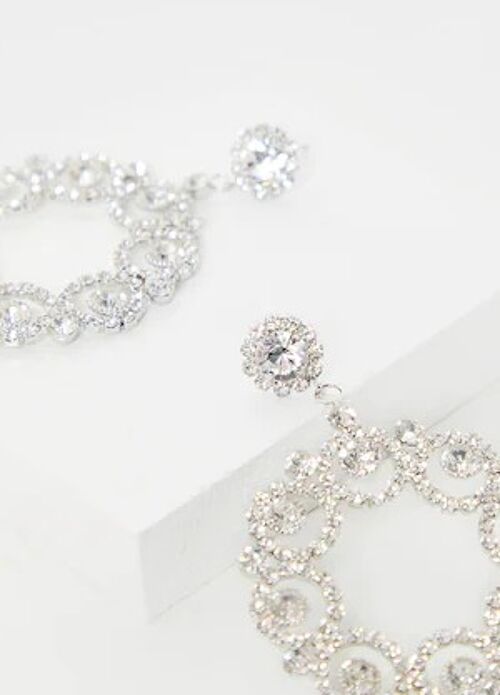 Silver Diamante Swirl Earrings