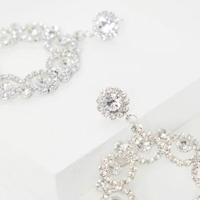 Silver Diamante Swirl Earrings
