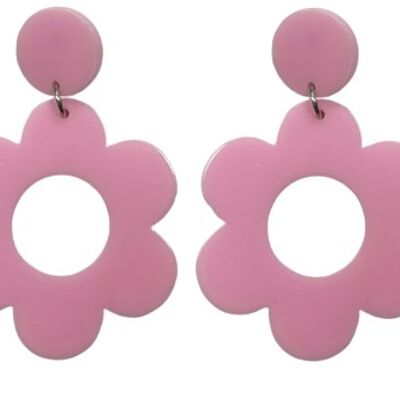 Boucle d'oreille marguerite rose