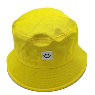 Sombrero de pescador sonriente amarillo