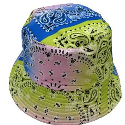 Sombrero de pescador Paisley multicolor azul verde