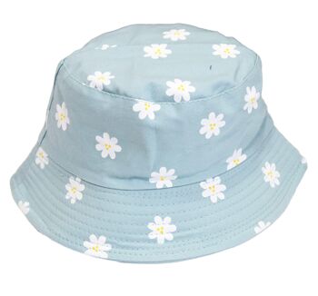 Chapeau bob à marguerites bleues