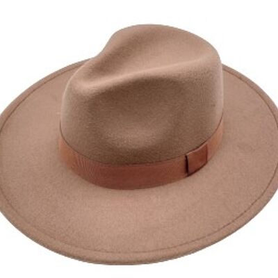 Brown Fedora Felt Hat With Poly Band