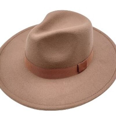 Chapeau en feutre Fedora marron avec bande en poly