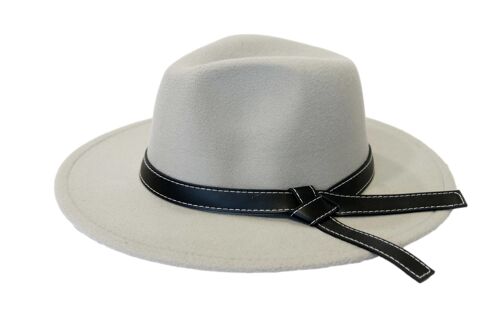 Grey Felt Fedora Hat with PU Band Detail