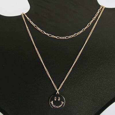 Collana con faccina sorridente in oro a 2 strati