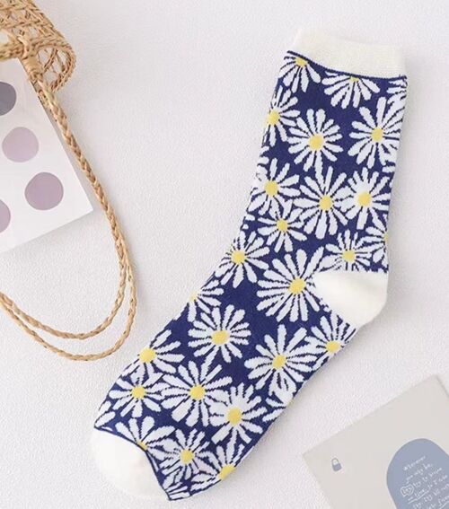 Navy Daisy Socks