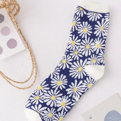 Navy Daisy Socks