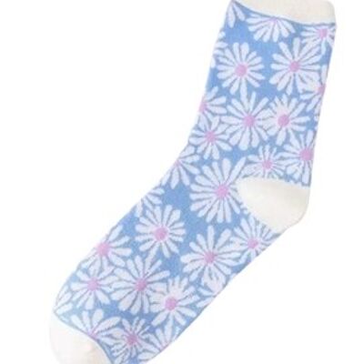 Blaue Gänseblümchen-Socken