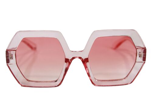 Pink Hexagon Frame Sunglasses