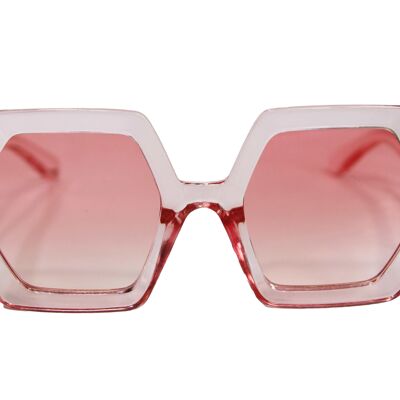 Pink Hexagon Frame Sunglasses