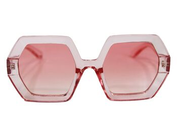 Lunettes de soleil roses à monture hexagonale 1