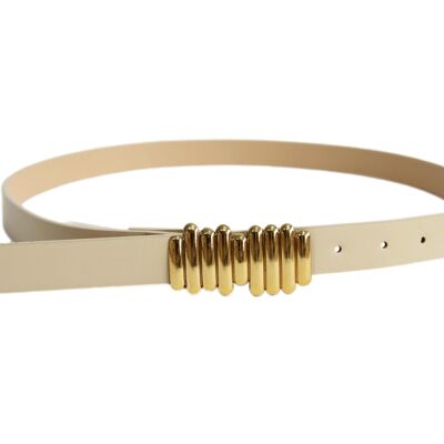 Nude PU belt with Gold Buckle Belt