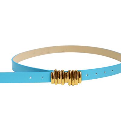 Aqua PU belt with Gold Buckle Belt