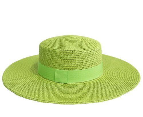 Lime Straw Boater Hat and Tonal Poly Band