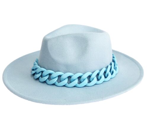 Blue Felt Fedora with blue Tonal chain