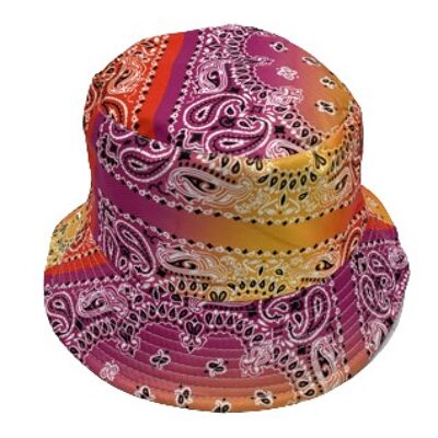 Sombrero de pescador Paisley multicolor fucsia