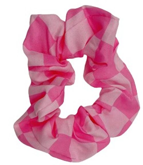Pink Checkered Scrunchie