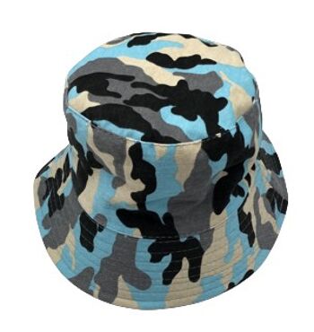 Chapeau seau camouflage aqua