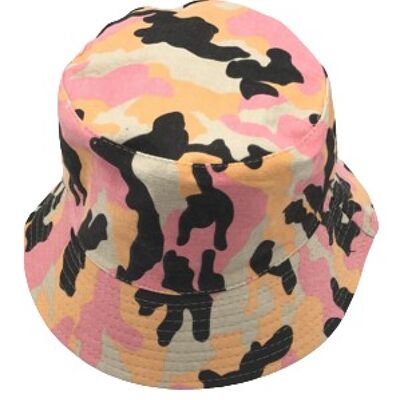 Sombrero de pescador de camuflaje rosa desnudo