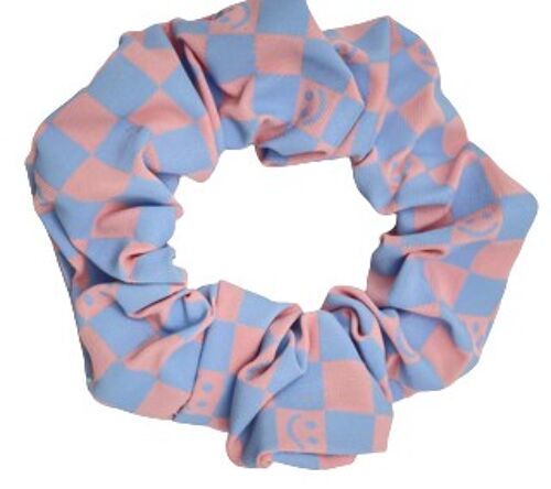 Pink and Blue Check Scrunchie
