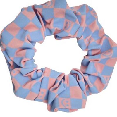Pink and Blue Check Scrunchie