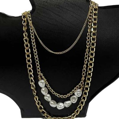 Layered Chain and Pearl Necklace