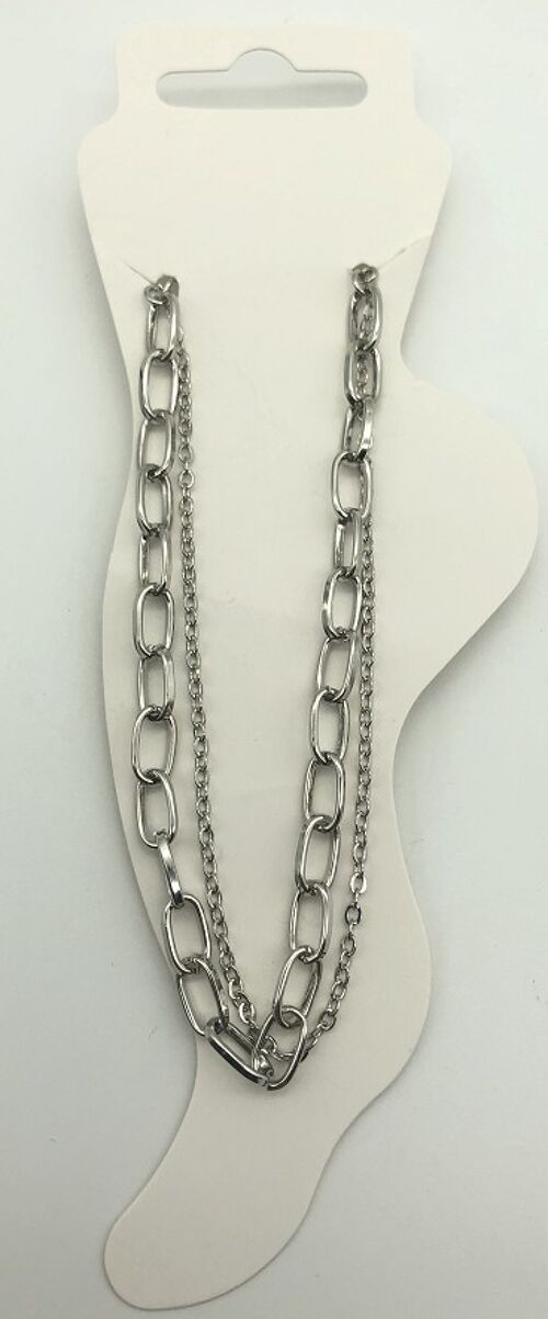 Layered Chain Anklet - SILVER