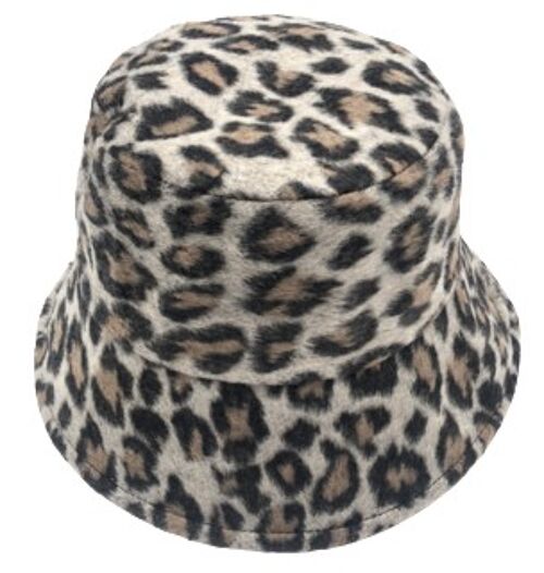 Brown leopard bucket hat