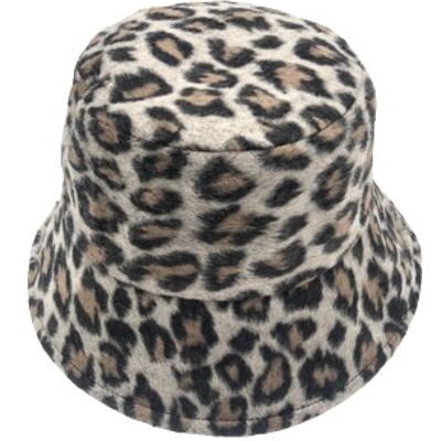 Brown leopard bucket hat