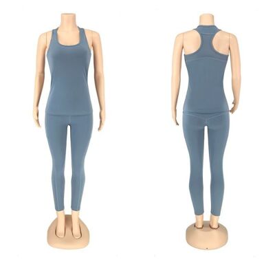 Blaue Fitness-Damenbekleidung