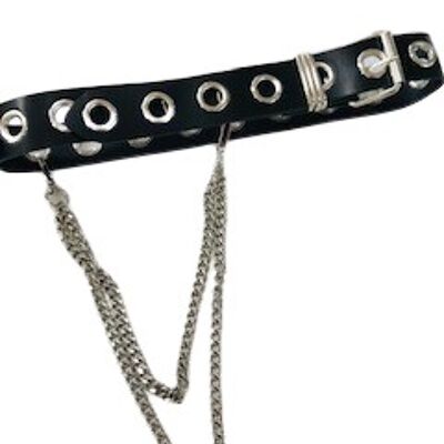 Chunky Eyelet Belt with Layered  Chains