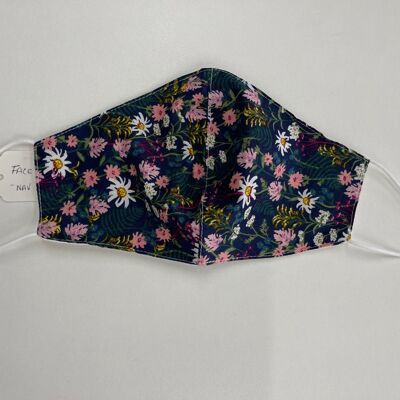 Navy Floral Fashion Face Mask