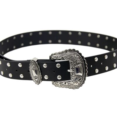 Studded PU Belt with Western Buckle