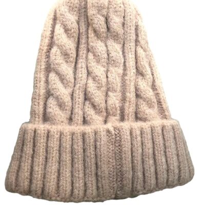 Blush Cable Knit Beanie