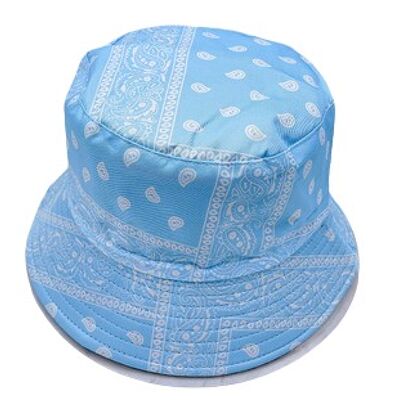 Blue Bandana Print Bucket Hat