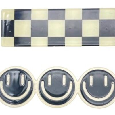 Checkered and Smiley Face Hairclip Set