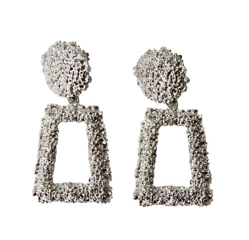 Silver Square Drop Earrings