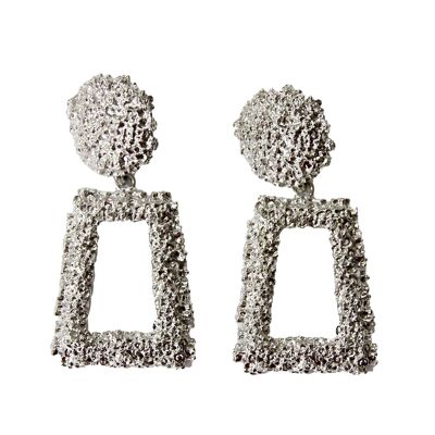 Silver Square Drop Earrings