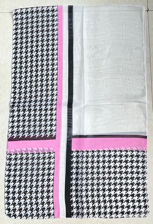 Pink and Black Houndstooth Lightweight Scarf