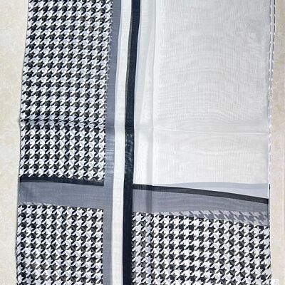 Grey and Black Houndstooth Lightweight Scarf